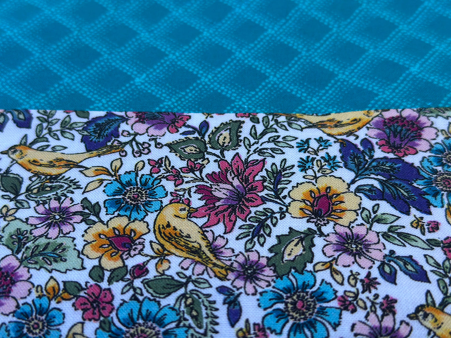 Aqua Floral Slimline Zip Pouch