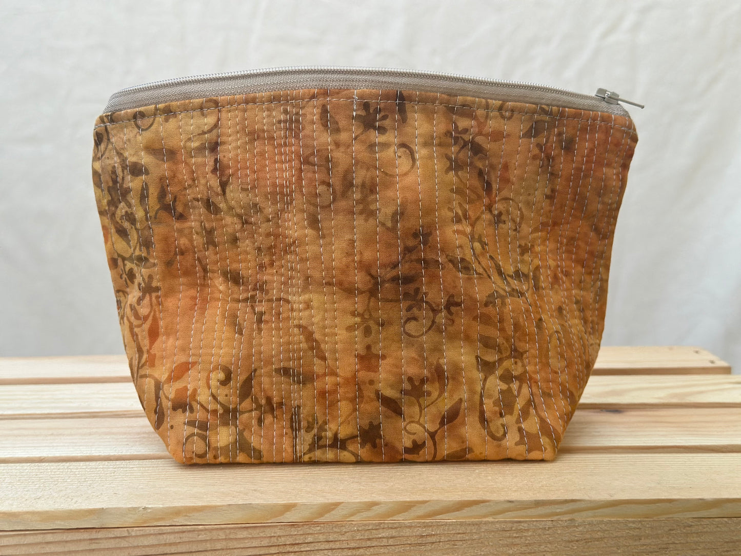 Autumn Floral Batik Makeup Bag