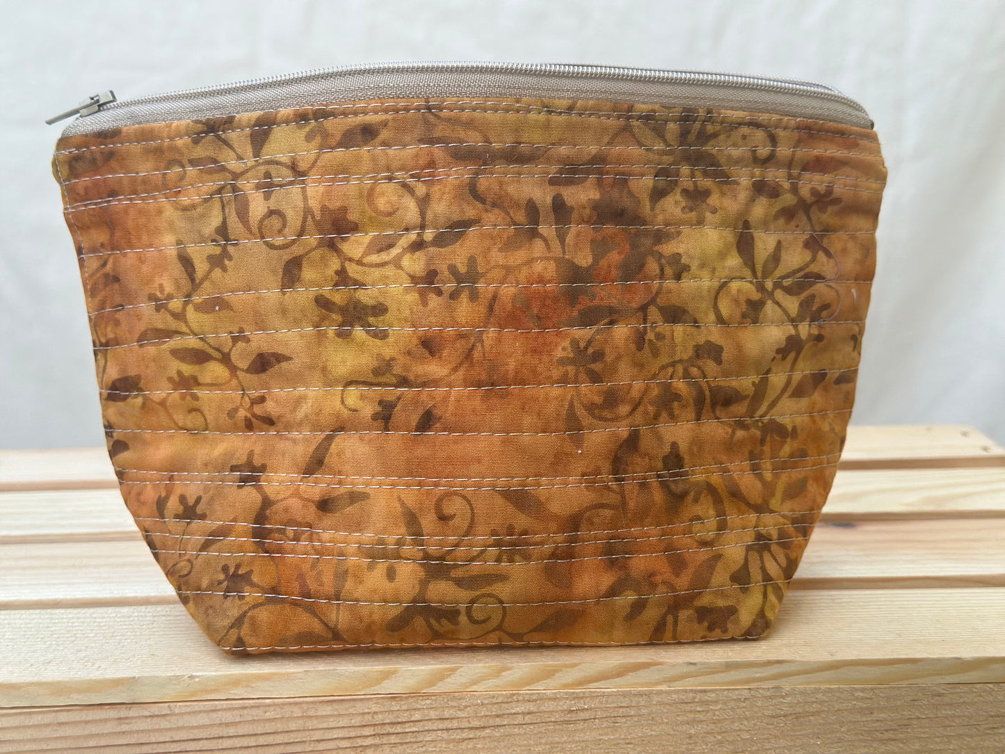 Autumn Floral Batik Makeup Bag