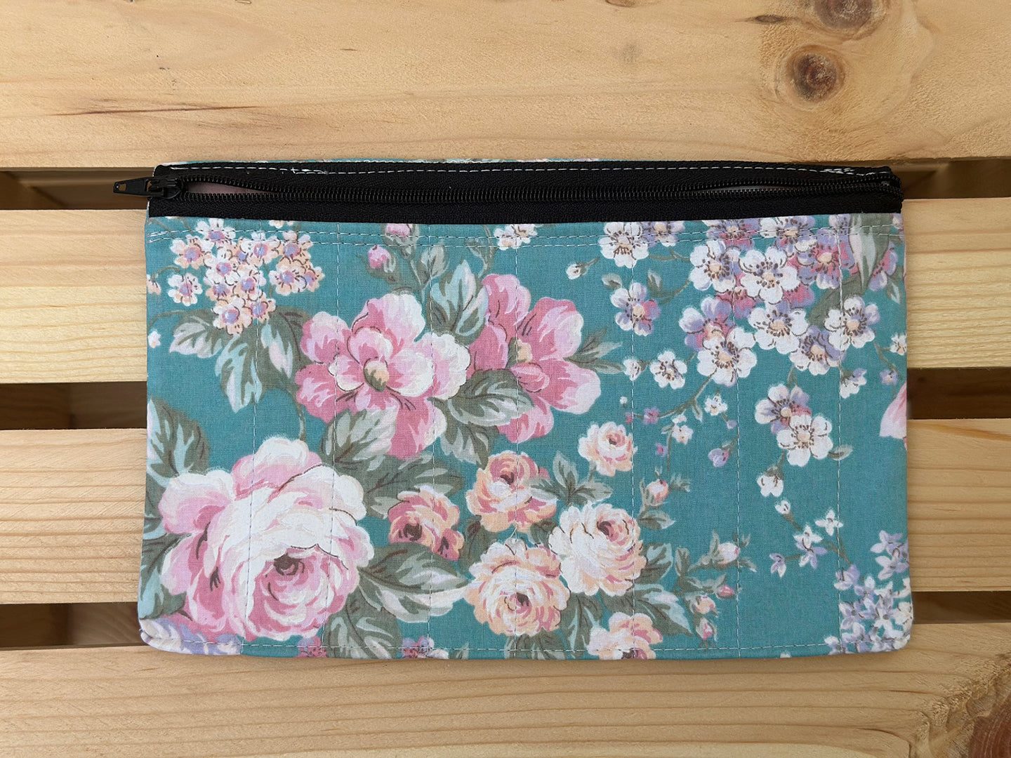Brushed Floral Garden Slimline Zip Pouch