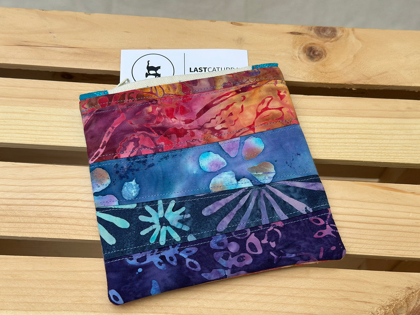 Cosmic Floral Batik Slimline Zip Pouch