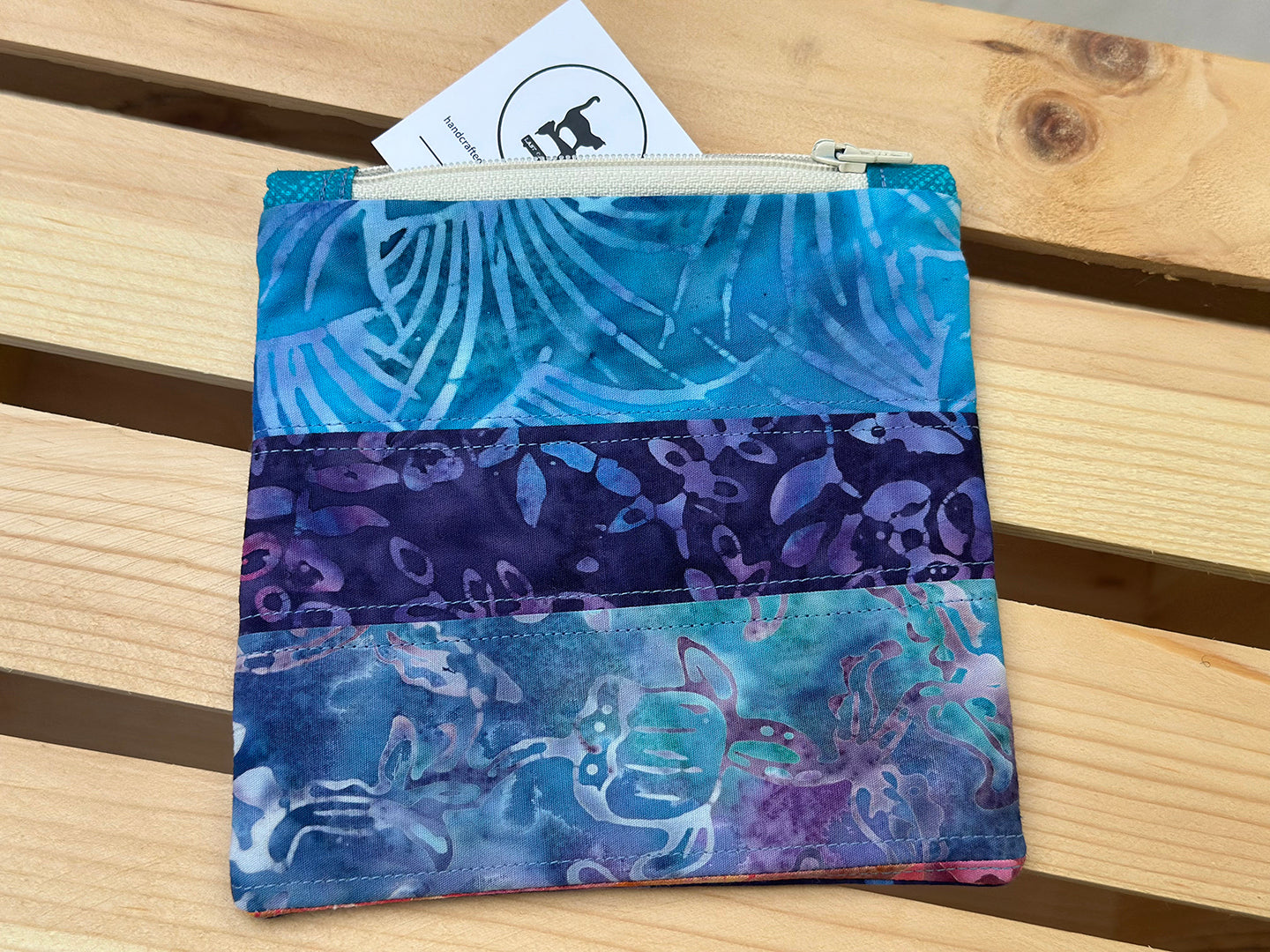 Cosmic Floral Batik Slimline Zip Pouch