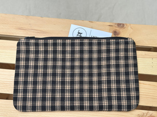 Checkered Antique Gold & Black Slimline Zip Pouch
